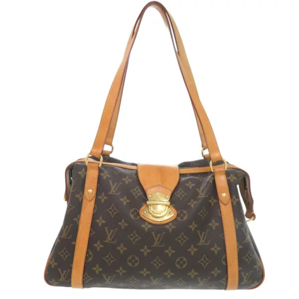 Louis Vuitton Brown Monogram Leather Bag LV Canvas Stresa Tote - Picture 2 of 6